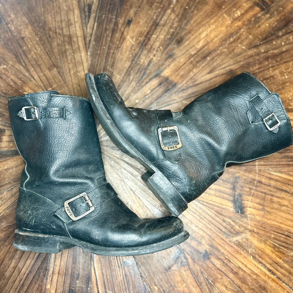 Frye black leather riding boot